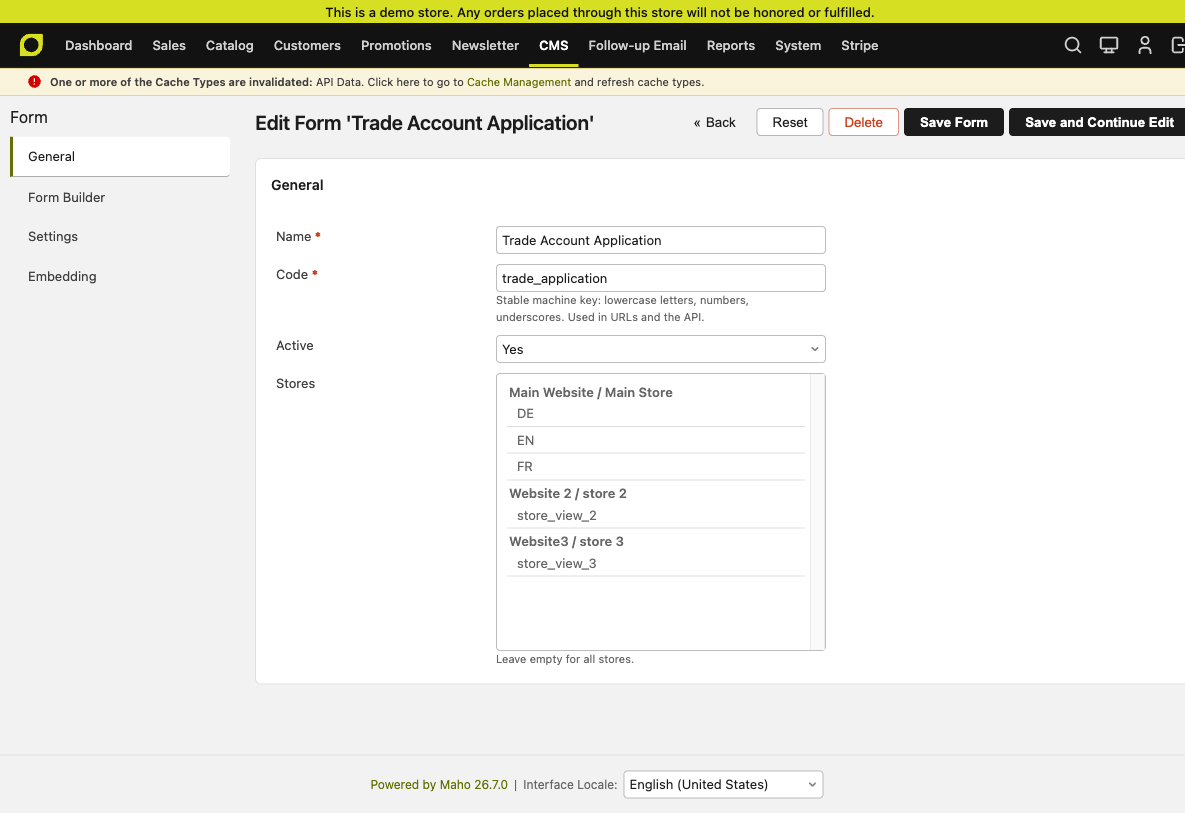 Custom Forms — Trade Account Application